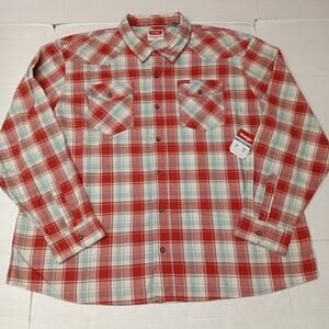 Wrangler Cowboy Wash Shirt Men's Size 3XL Red Sky Blue Plaid